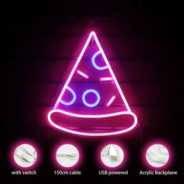 pizza led реклама светеща табела на стената лого