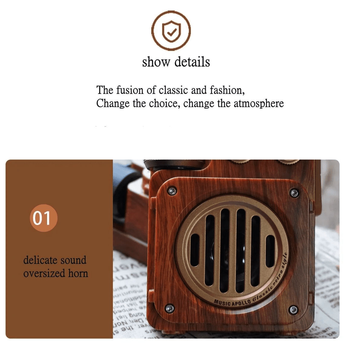 радио, изработено от дърво, ретро дизайн на приемник