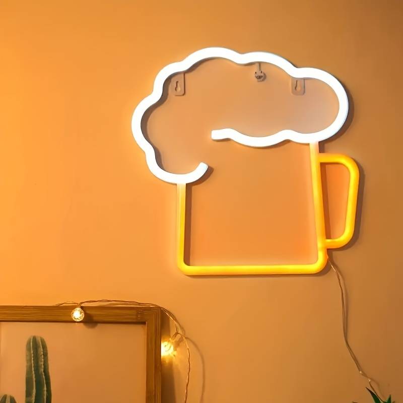 LED табела светеща на стената, окачена неонова - бира